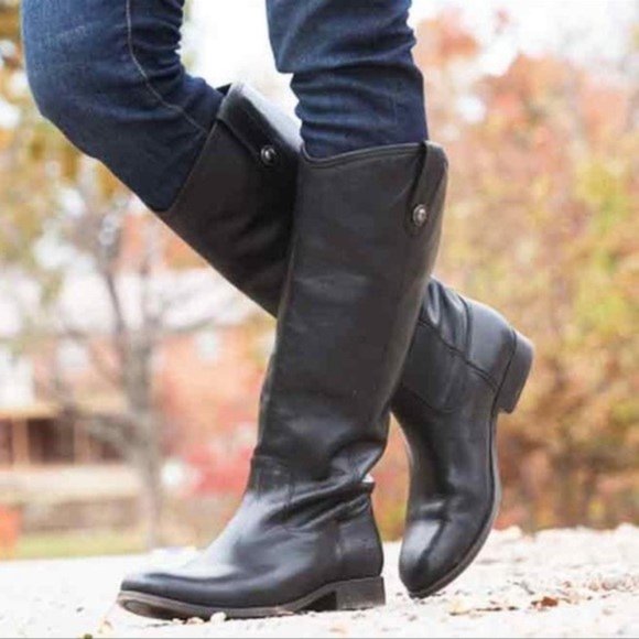 Frye Shoes - Frye Melissa Button Pull-on Black Knee Boots Extended Calf Black Size 6.5 NWOB
